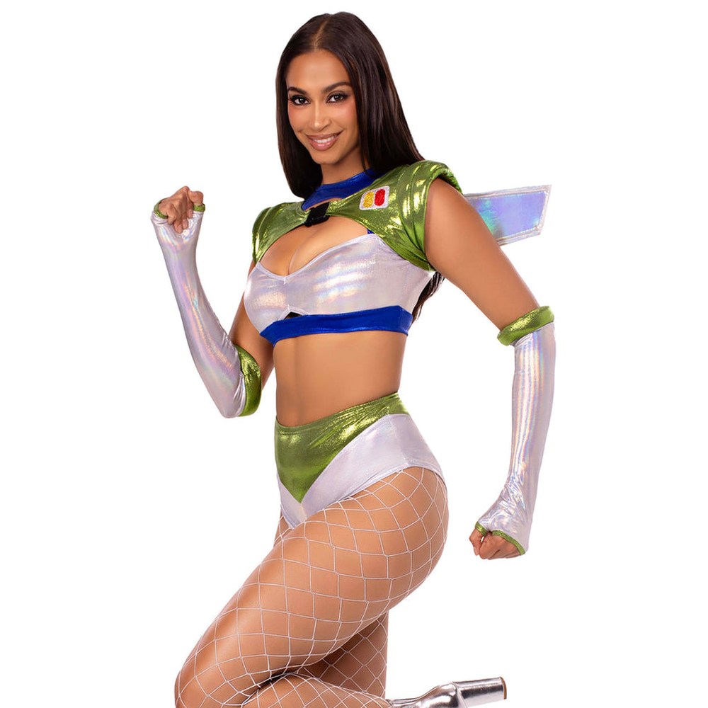 Leg Avenue - Intergalactic Ranger Kostuum - Wit/Groen